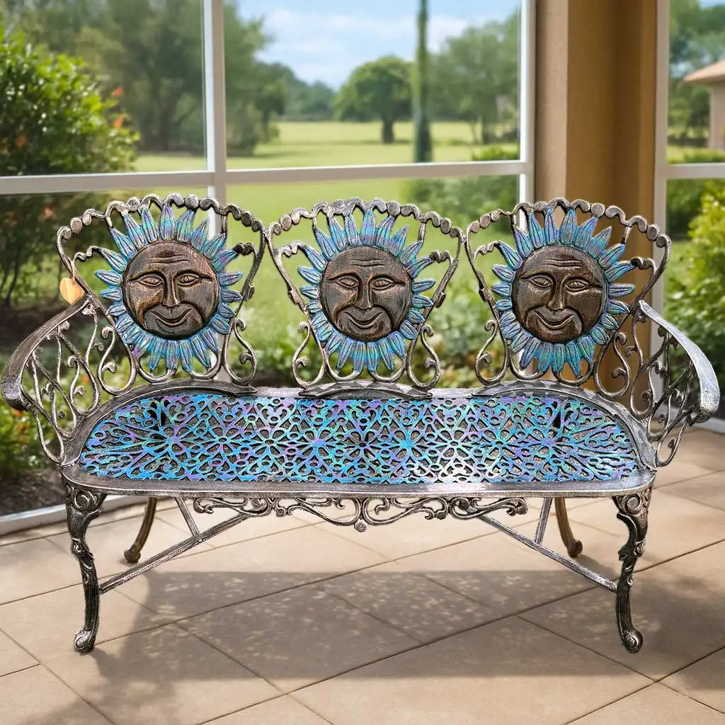 3-Seat Sofa – Sunface Cast Aluminum Bench