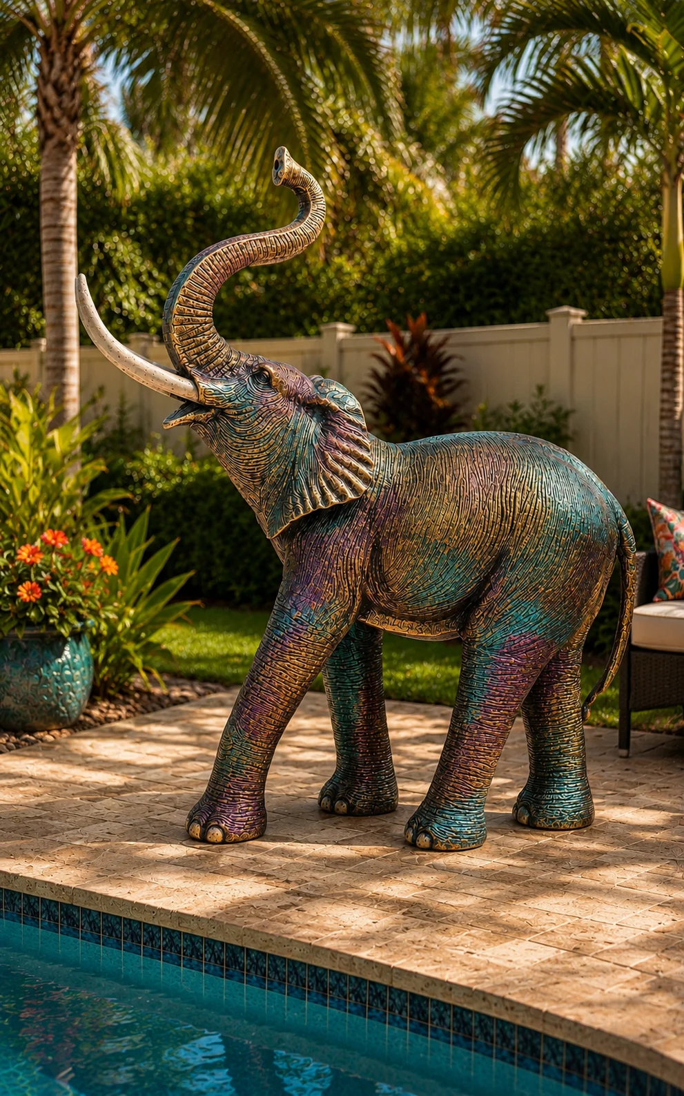 Large Elephant Statue – Life Size Outdoor Aluminum Garden Sculpture