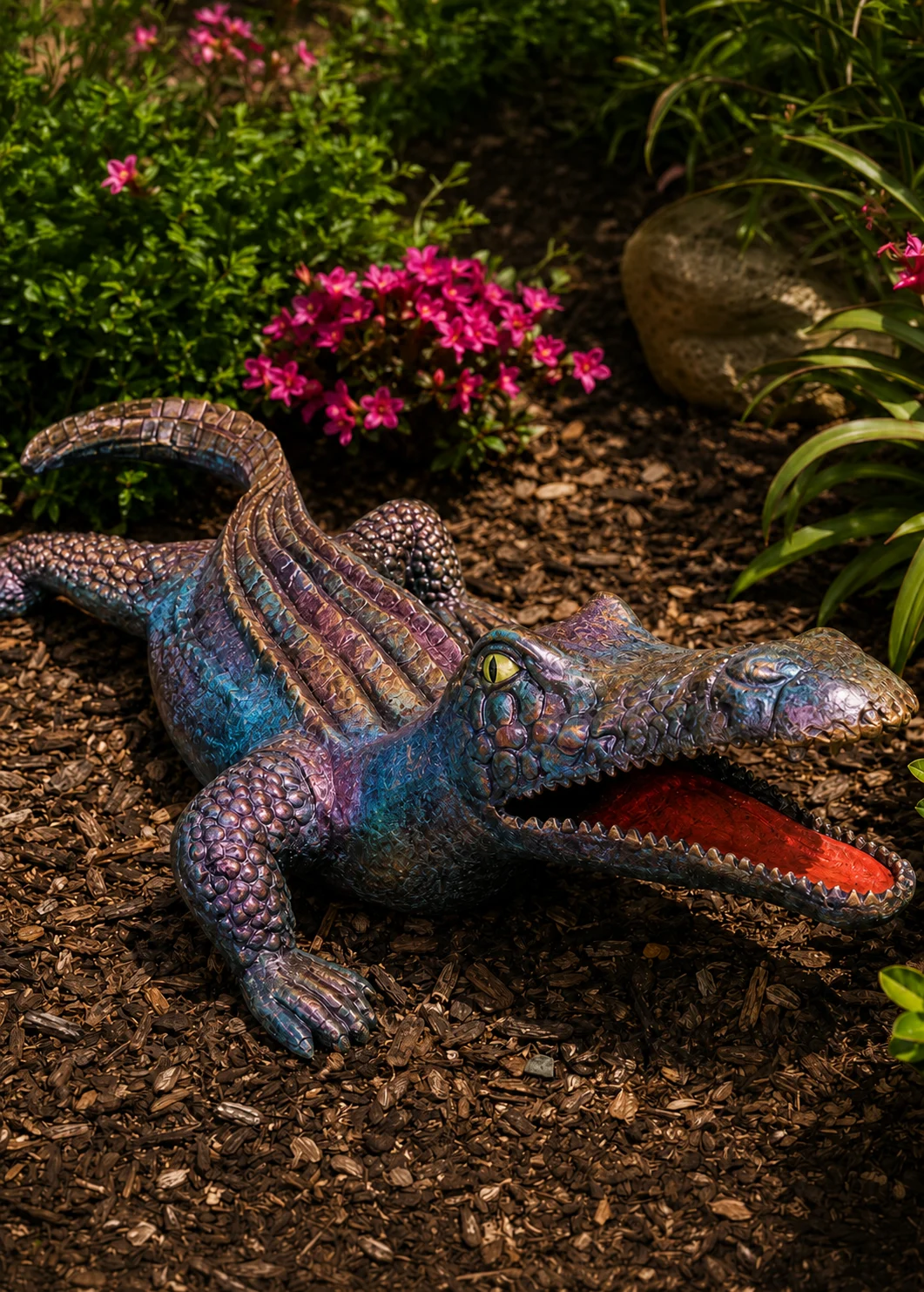 Flat Alligator Cast Aluminum Garden Statue