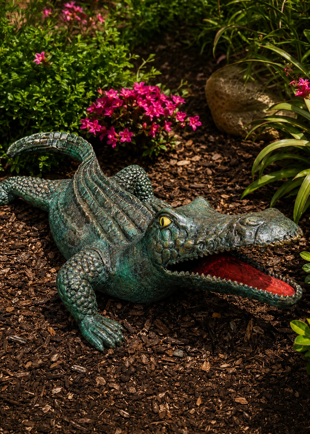 Flat Alligator Cast Aluminum Garden Statue