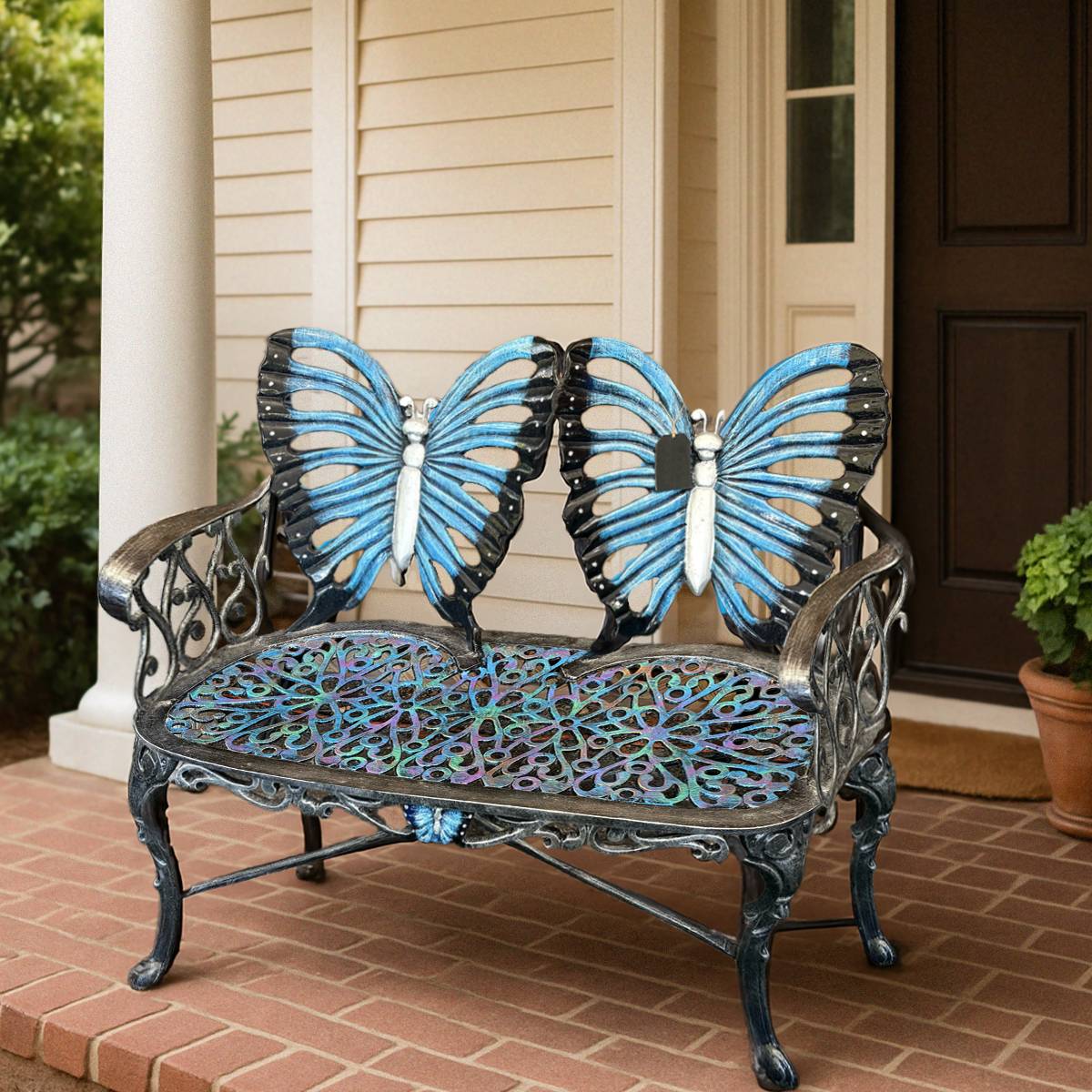 Whimsical Butterfly Loveseat Outdoor Bench for Garden or Patio Elegance