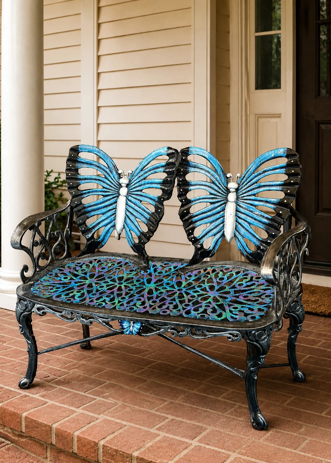 Whimsical Butterfly Loveseat Outdoor Bench for Garden or Patio Elegance