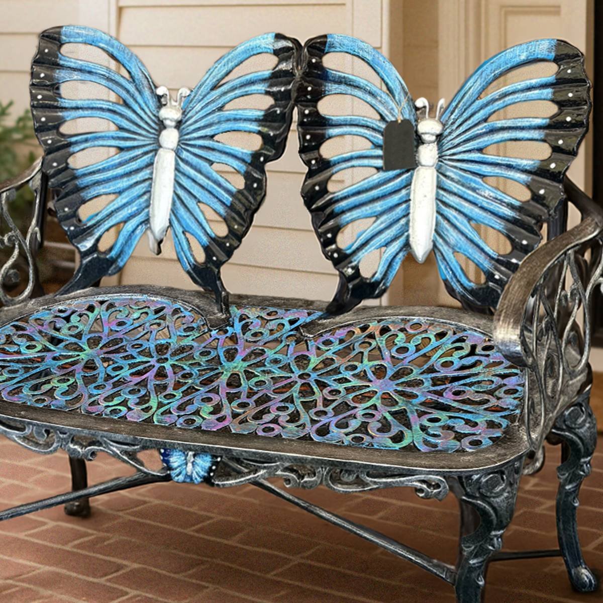Whimsical Butterfly Loveseat Outdoor Bench for Garden or Patio Elegance - Image 2