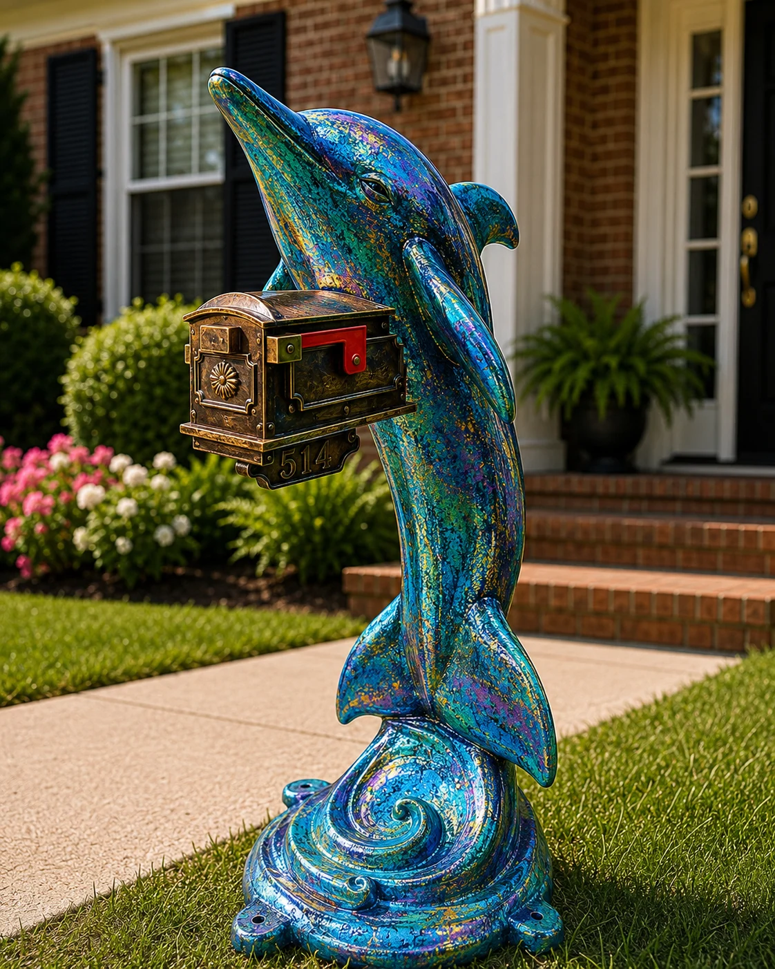Dolphin Mailbox with Coastal Charm & Custom Flair