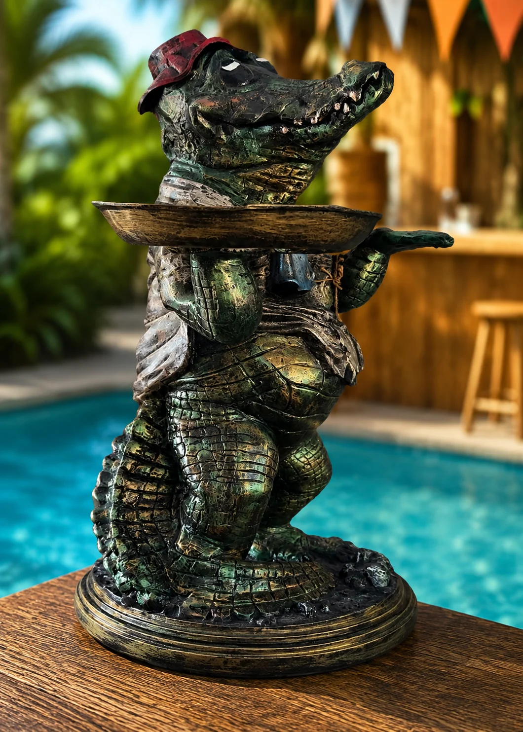 Friendly Gator Statue with Southern Charm & Whimsy