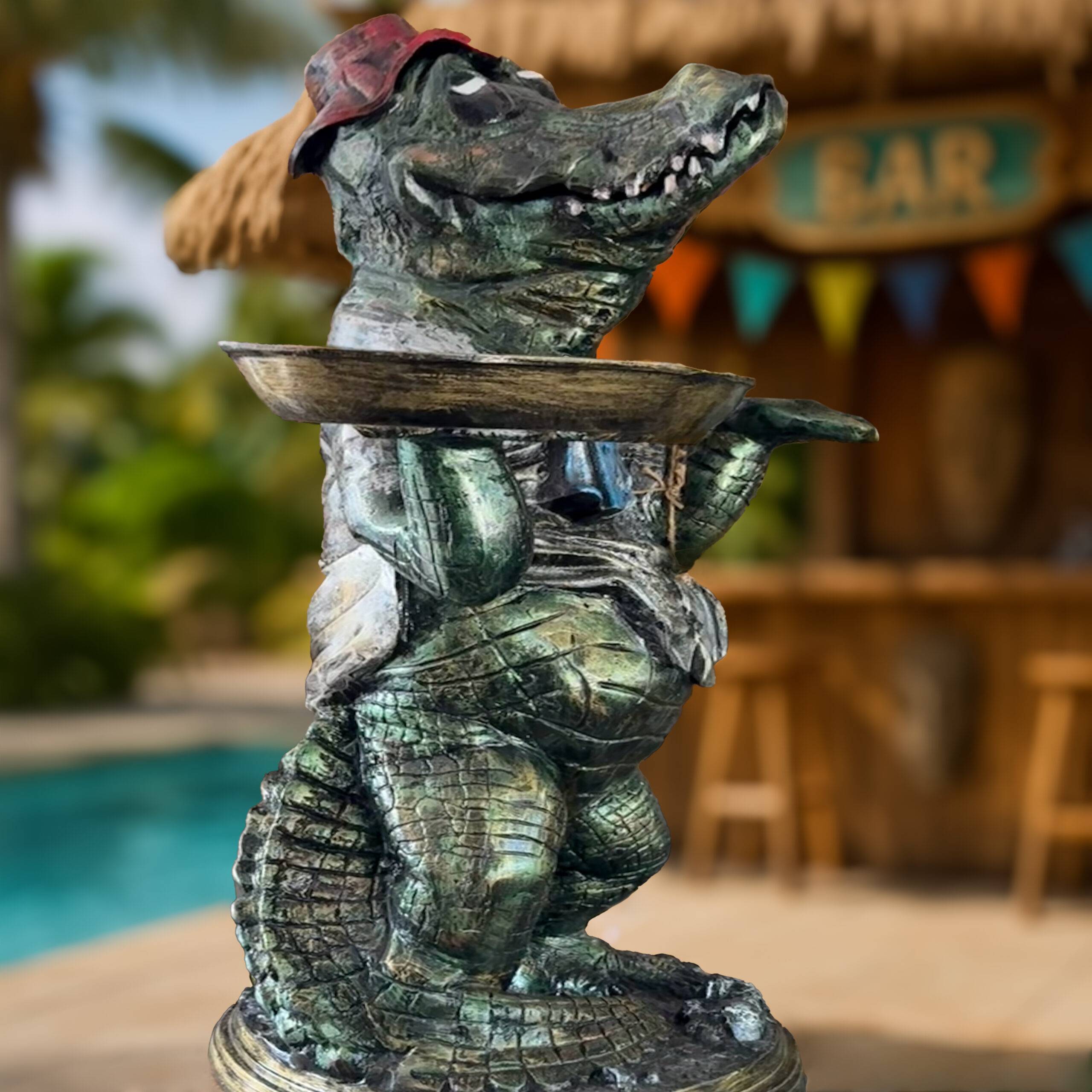 Friendly Gator Statue with Southern Charm & Whimsy