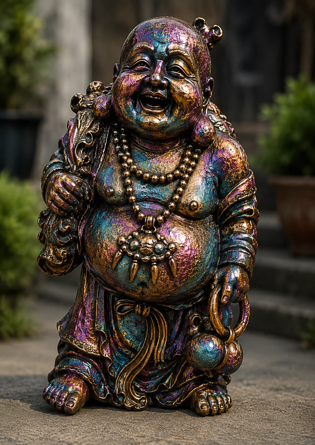 Laughing Buddha Statue – Hand Painted for Good Fortune