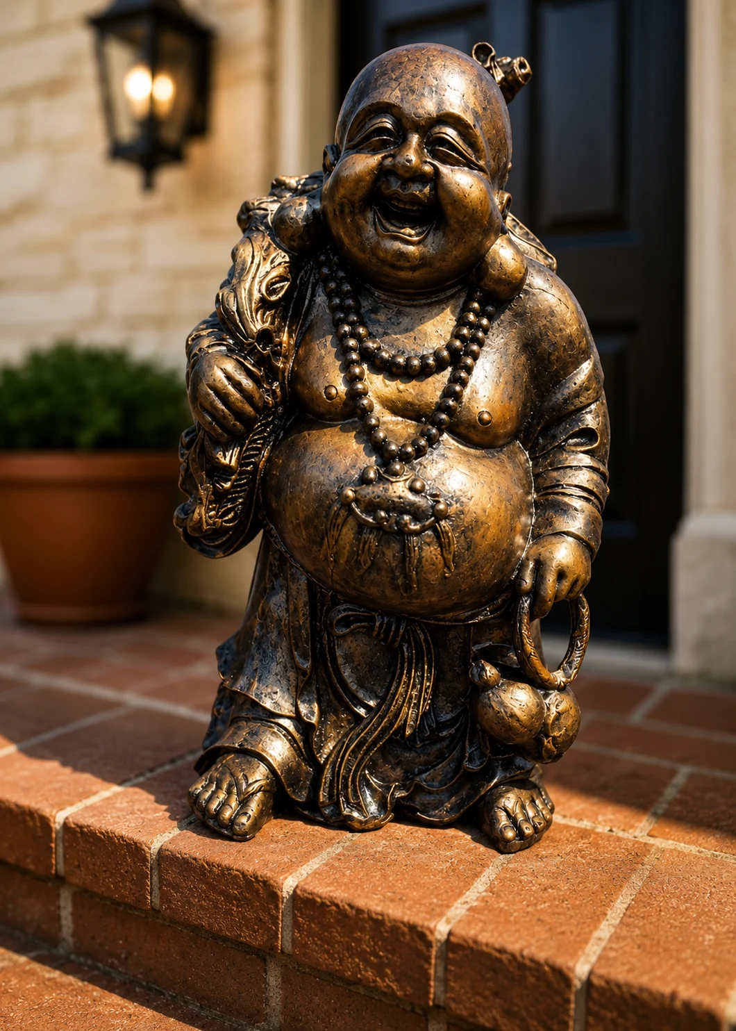 Laughing Buddha Statue – Hand Painted for Good Fortune