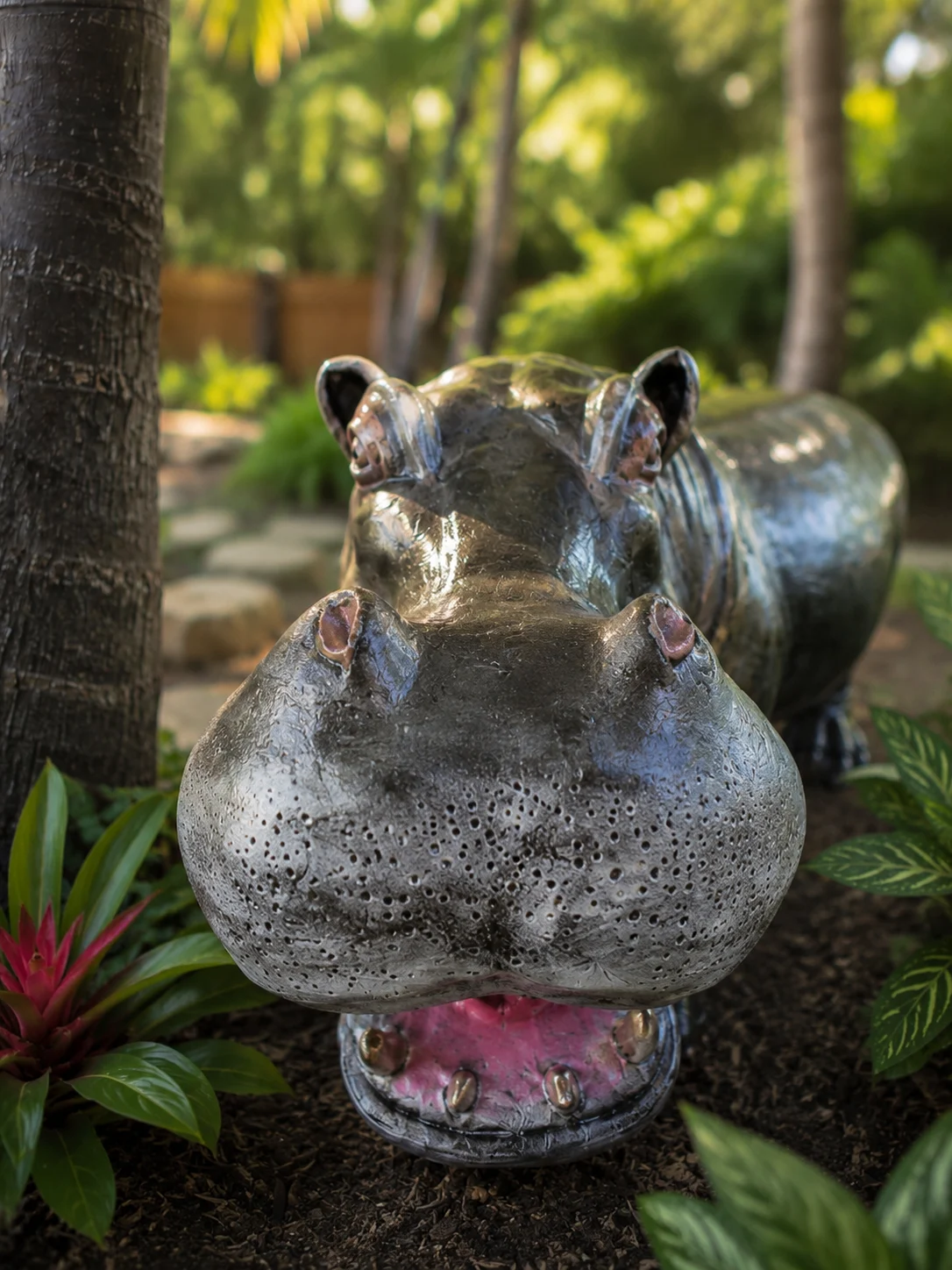 Large Hand-Painted Hippo Sculpture