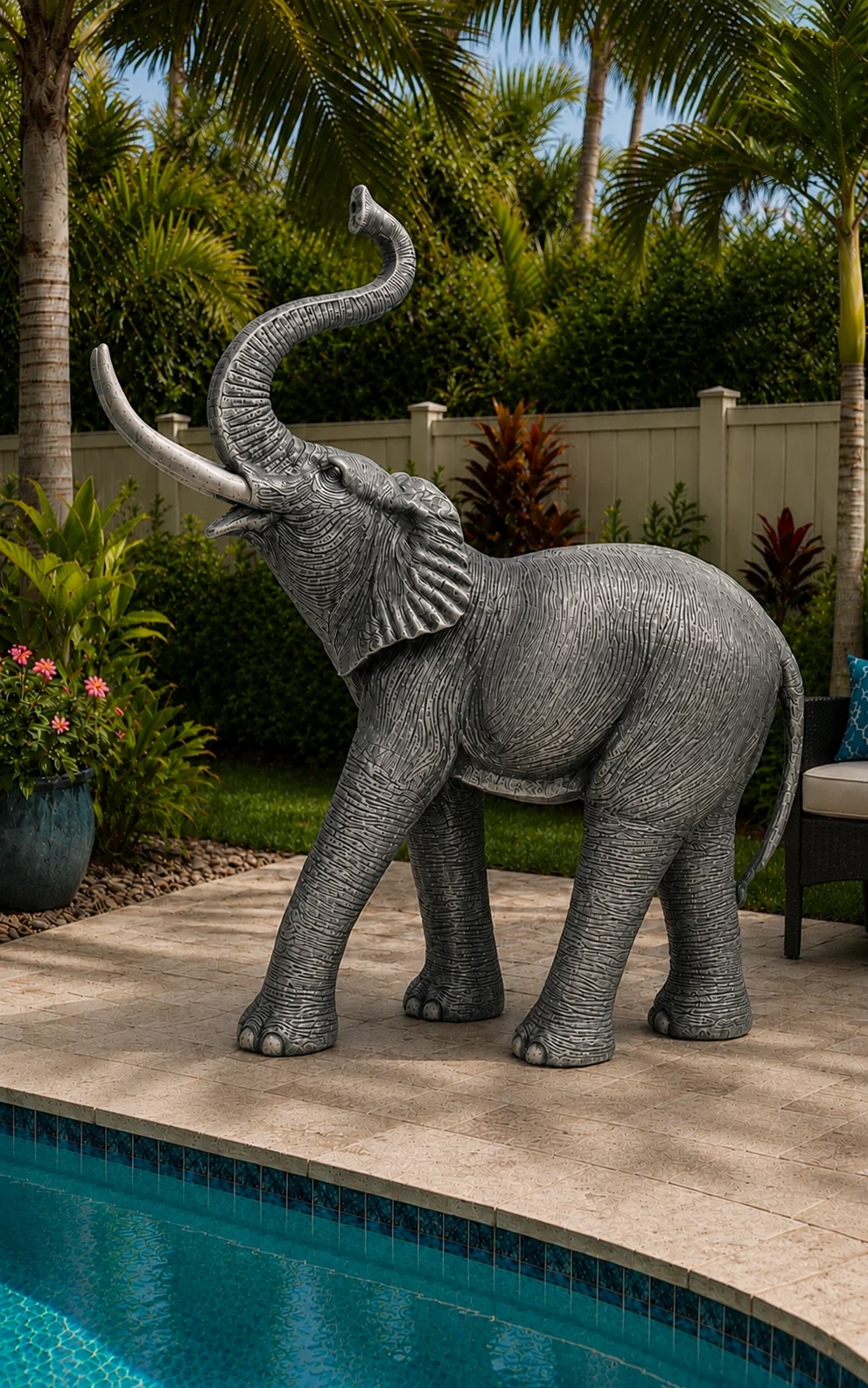 Large Elephant Statue – Life Size Outdoor Aluminum Garden Sculpture
