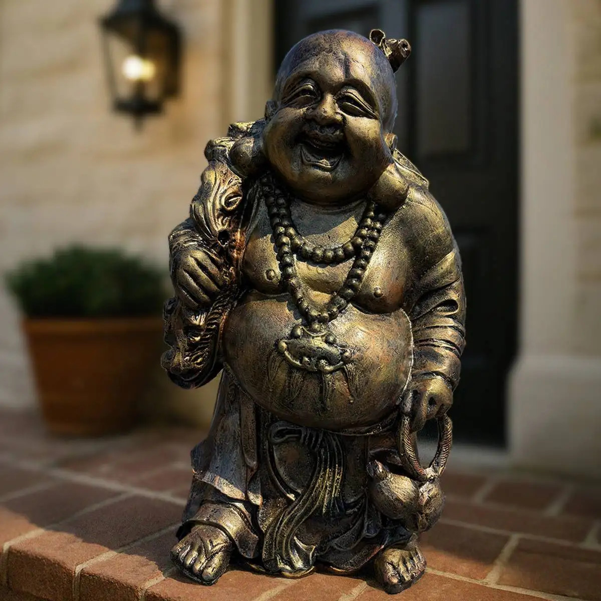 Laughing Buddha Statue – Hand Painted for Good Fortune