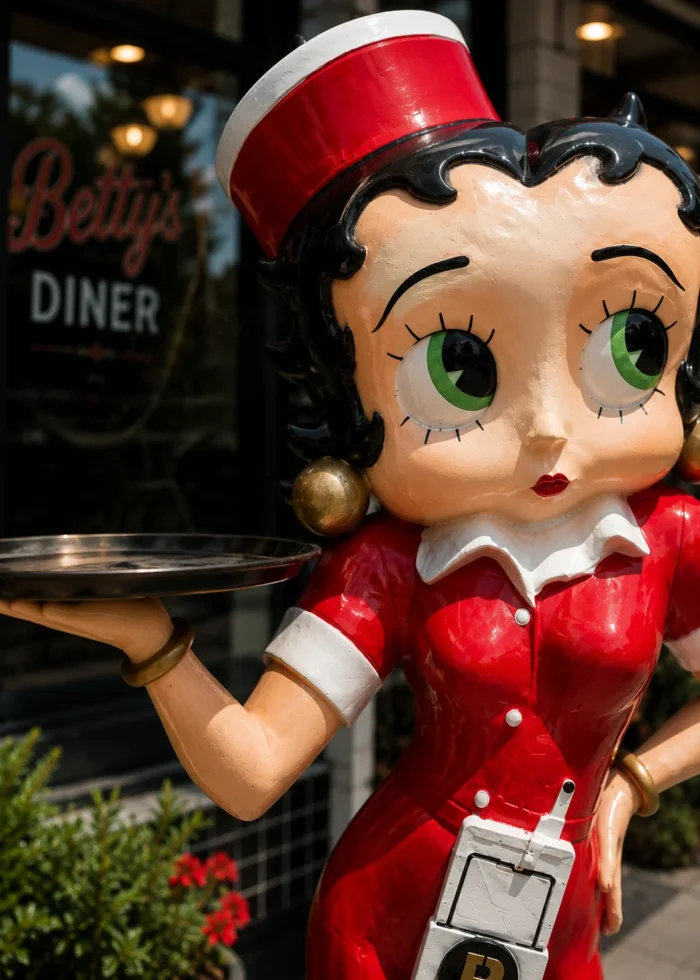 Life-Size Betty Boop Car Hop Waitress Statue with Tray