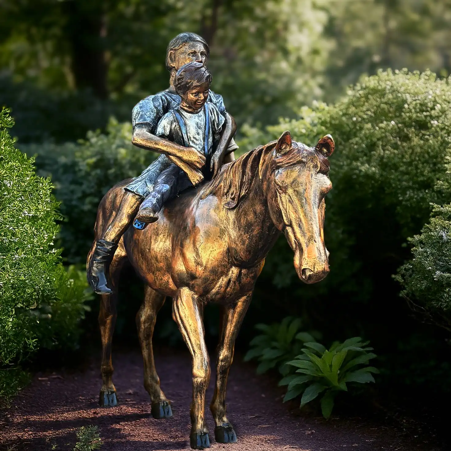 Life Size Horse Statue with Riders – Custom Cast Aluminum