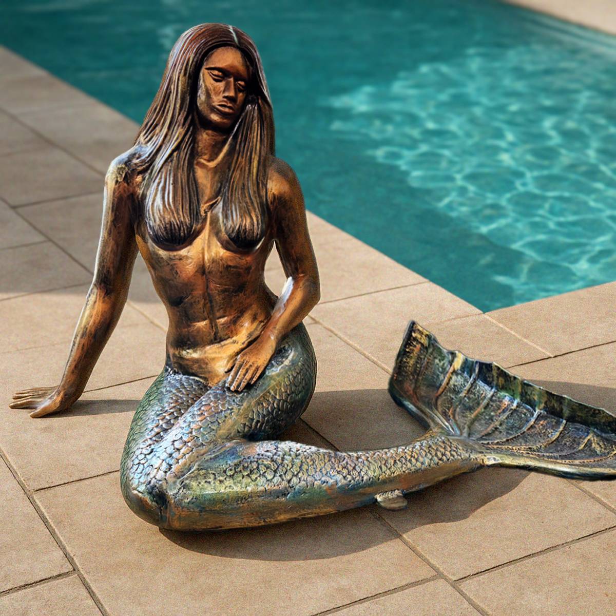 Seaside Serenity Mermaid Sculpture – Life Size & Hand-Painted