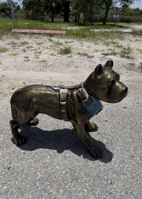 Pitbull dog sculpture in Multi-Color Artisan finish for outdoor garden decor