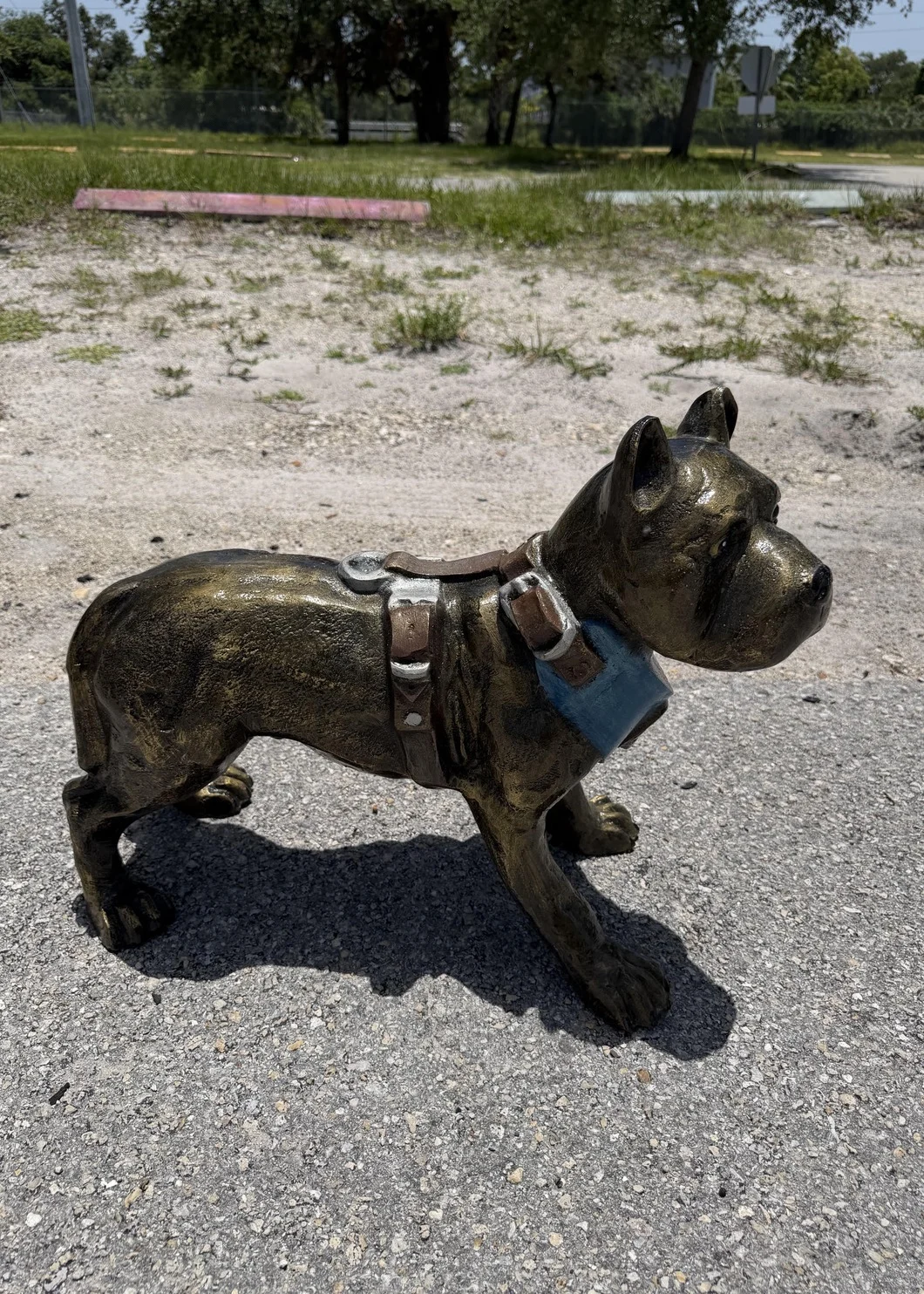 Pitbull Dog Sculpture – Hand-Painted Outdoor Statue
