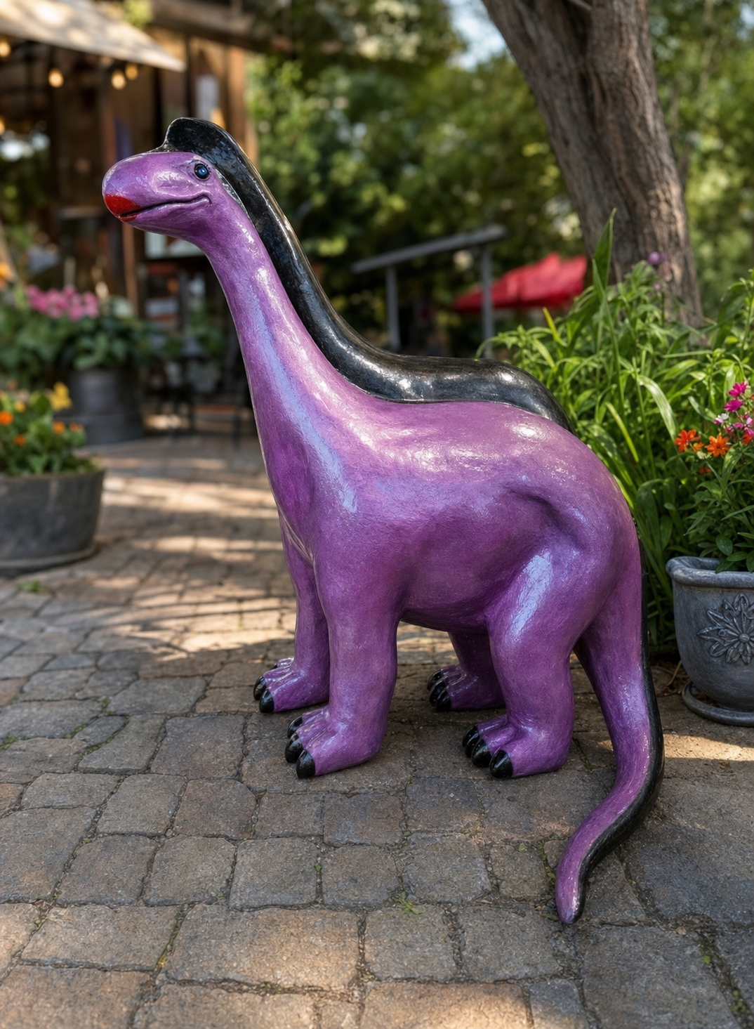 Medium Dinosaur Cast Aluminum Garden Statue