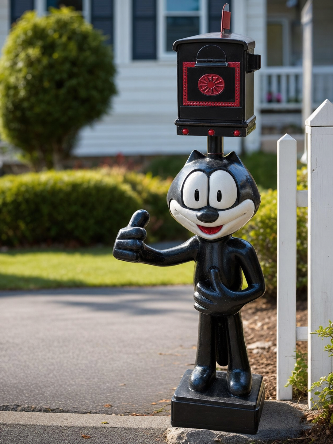 Retro Cartoon Cat Mailbox Statue