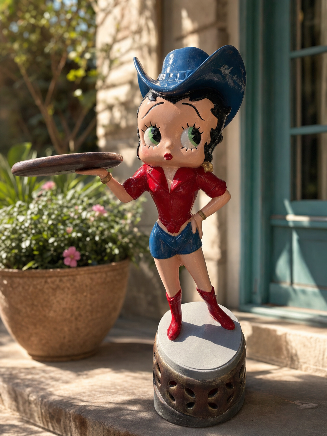 Retro Pin-Up Cowgirl Cast Aluminum Statue
