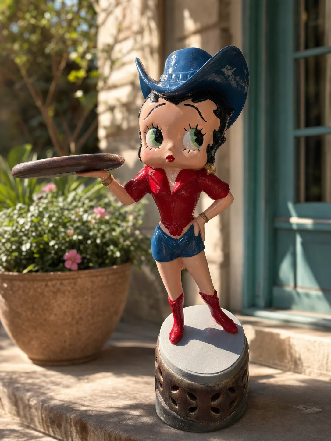 Retro Pin-Up Cowgirl Cast Aluminum Statue