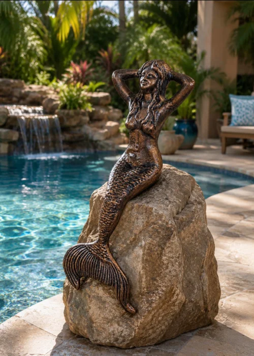 Small Mermaid Statue – Poolside and Coastal Garden Sculpture