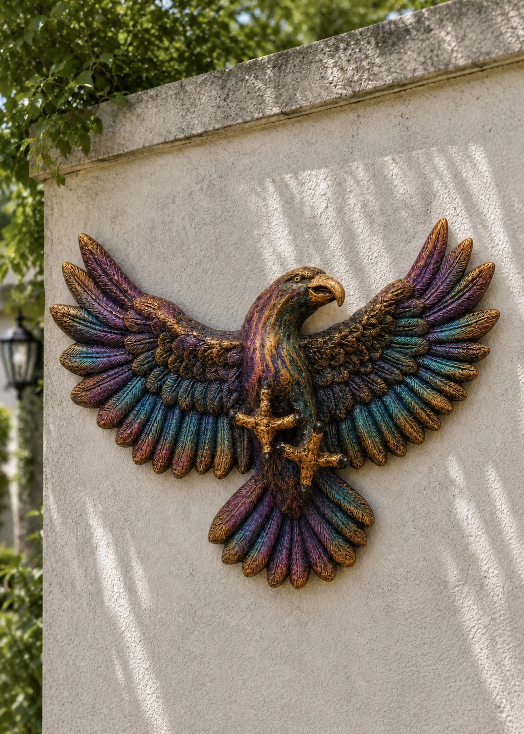 Flying Bald Eagle Wall Decor – Hand-Painted Outdoor Sculpture